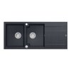 QUADRON EVAN 121 GraniteQ zlewozmywak z syfonem Push To Open 2-komorowy z/o (1160x500x210; kom. 420x340) black diamond / elementy stalowe HQE11650U8BSP2O